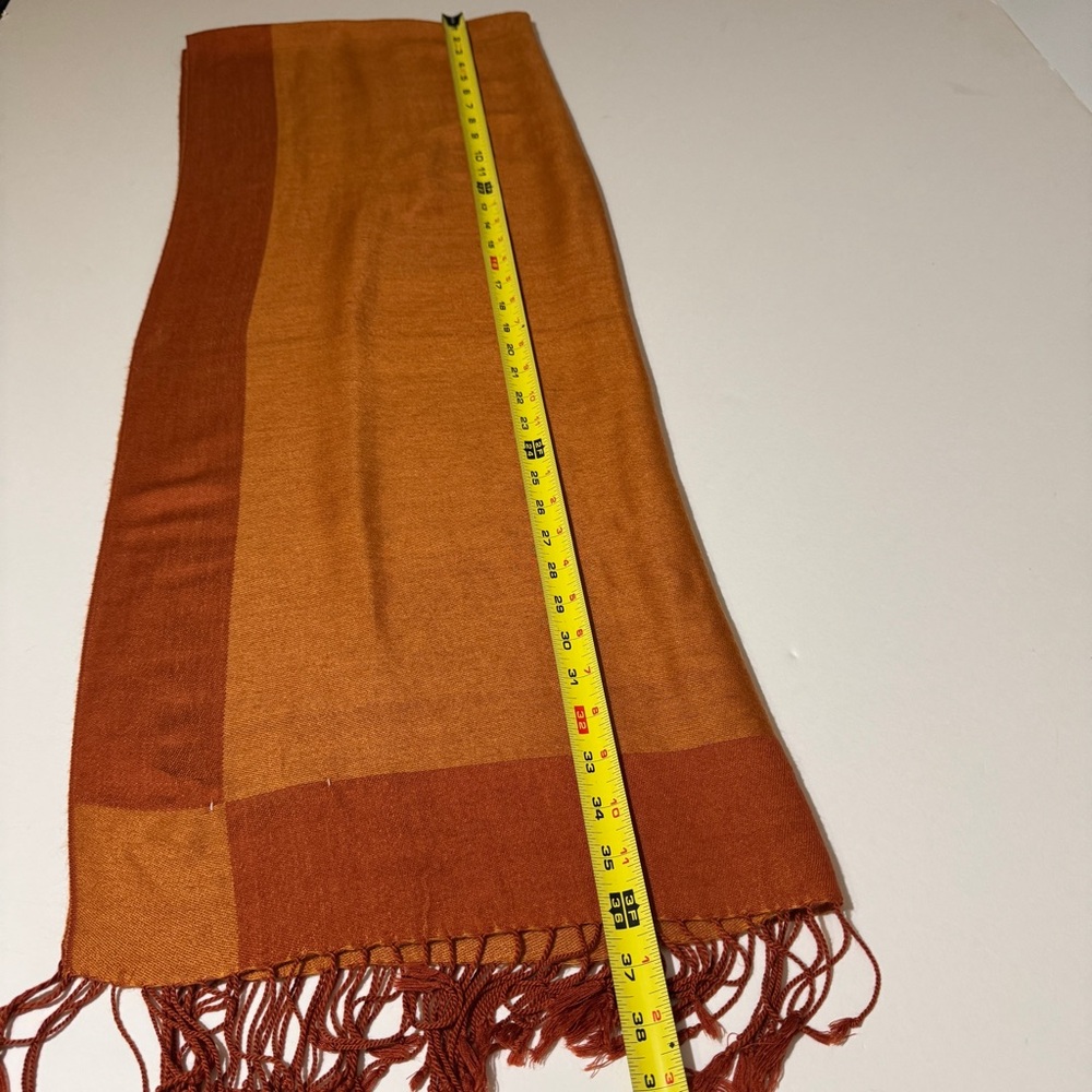 Cashmere Seta Pashmima Rectangular Orange Scarf 2… - image 4